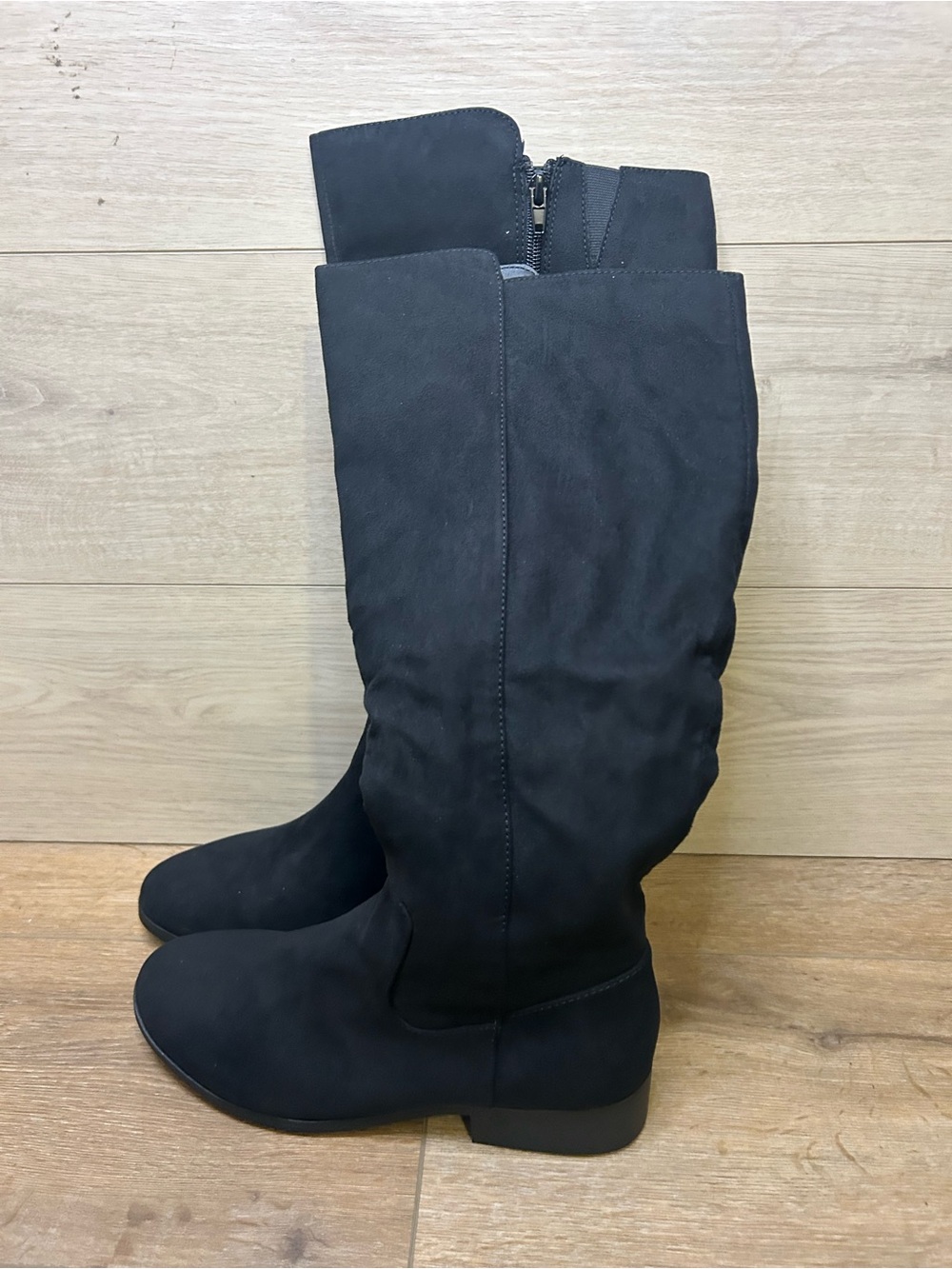 NIB STYLE & CO  black faux suede Charmanee riding boots Size 8